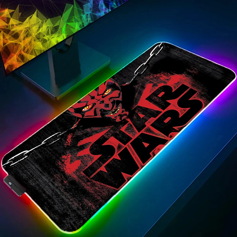 Darth Maul Star Wars Gaming RGB Mouse Pad Pc Accessories Cool Mousepad Game Mats Desk Mat Laptop Computer Offices Luminous Rug