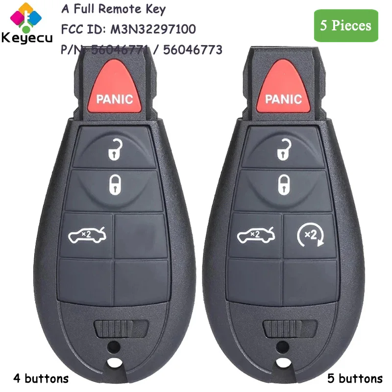 

KEYECU умный Автомобильный ключ с дистанционным управлением, 5 шт., с 4 5 кнопками, чип 433 МГц ID46 для Dodge Дротика 2012 2013 2014 2015 2016 Fob M3N32297100