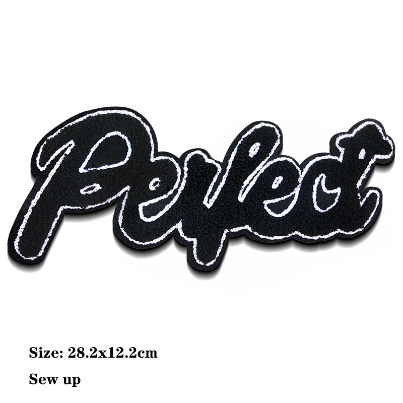 Mode Weiß Brief Patch Chenille Icon Englisch Handtuch Stickerei Applique Patches Für Kleidung DIY Nähen up Patch auf die aufkleber – Detail 3