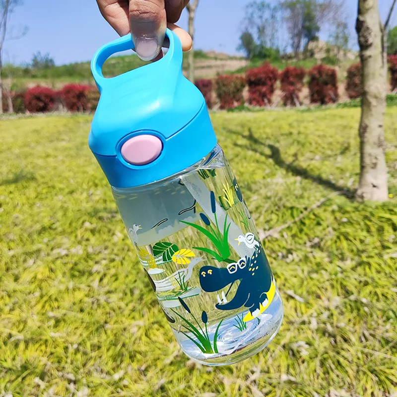 450ml Kids Water Bottle With Straw BPA Free Children Drinking Kettle Healthy Plastic Portable