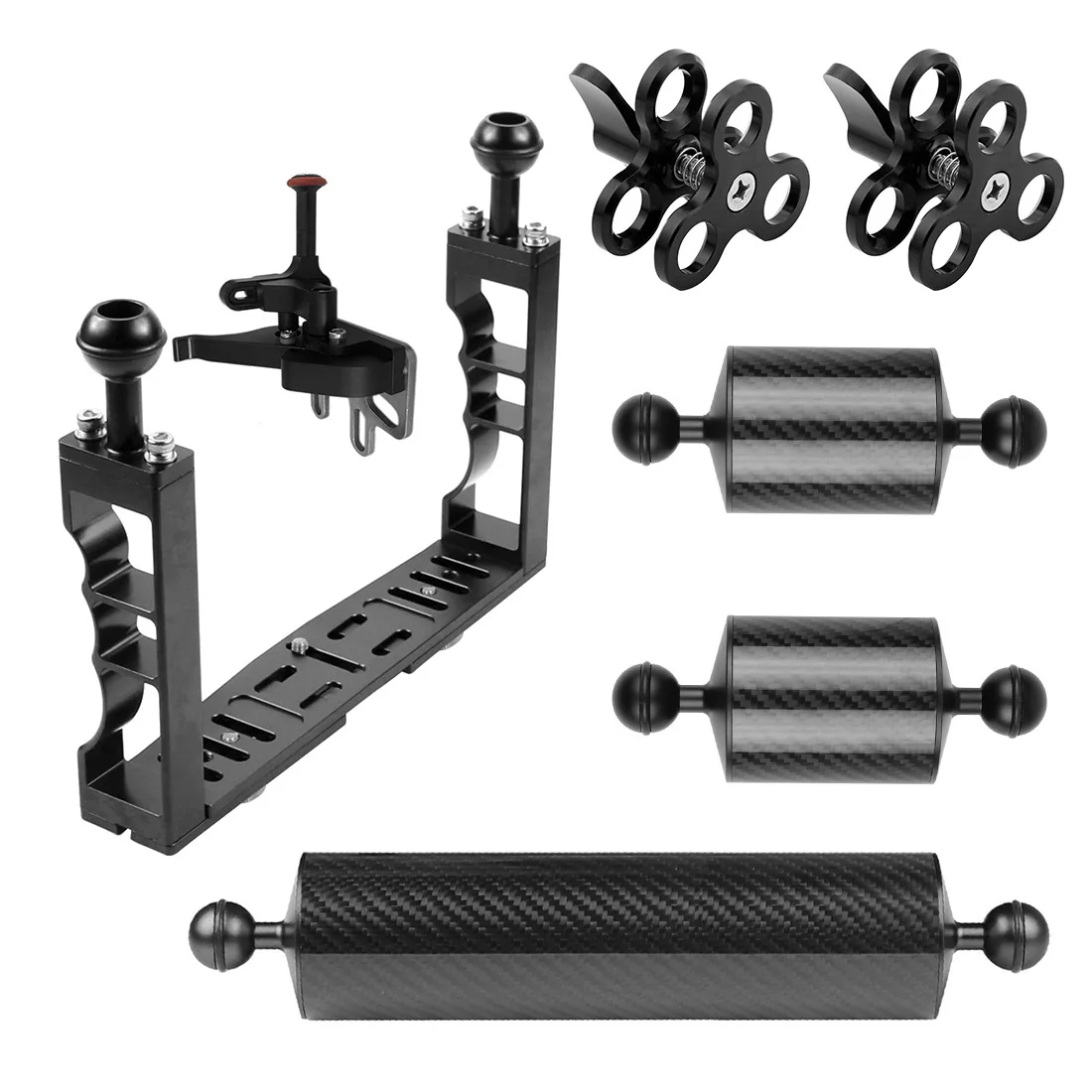Aluminum Underwater Diving Tray Kit Light Extension Arm Bracket System with Handle Grip Stabilizer Rig Sport SLR Camera
