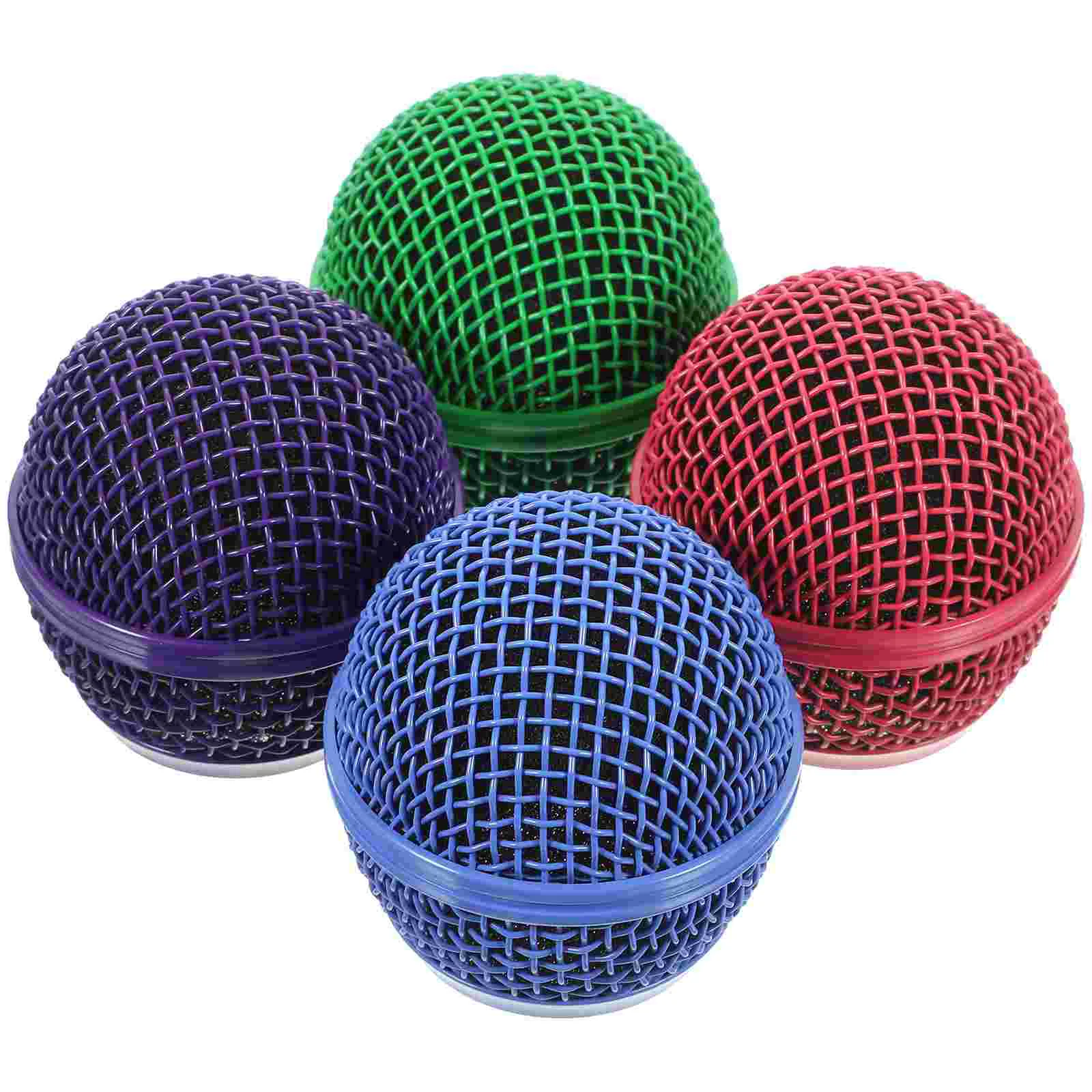 

4 Pcs Microphone Grille Mesh Head Wireless Microphones Cover Metal Replacement for