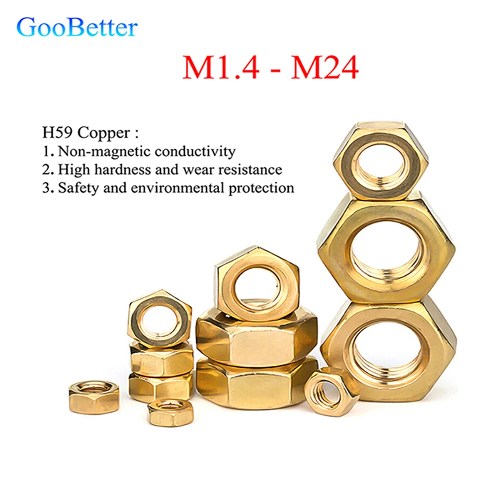 

1/5/10Pcs Copper Alloy Hex Hexagon Nut M1.4 M1.6 M2 M2.5 M3 M4 M5 M6 M8 M10 M12 M14 M16 M18 M20 M22 M24 Grade 4.8 Locking Nuts