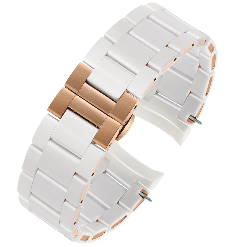 Rose Gold Buckle Silicone Wristband Bracelet - 20/23mm Strap