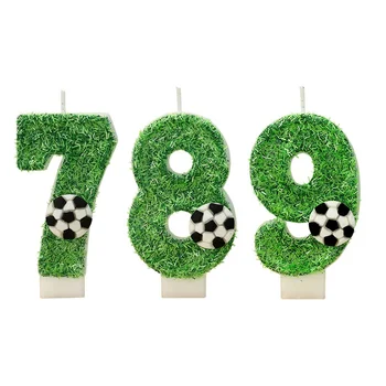 2026 New 0-9 Number Birthday Candles original Green Football style birthday cake digital party candle decoration 1