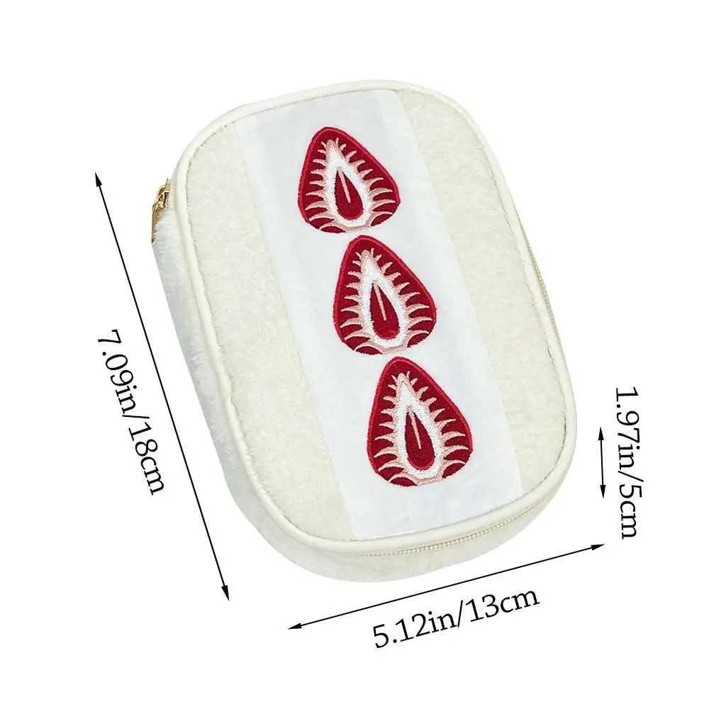 Portable Fuzzy Pen Bag Strawberry Sandwich Multi-functional Makeup Bag Cute Embroidered Pencil Case School Office 6