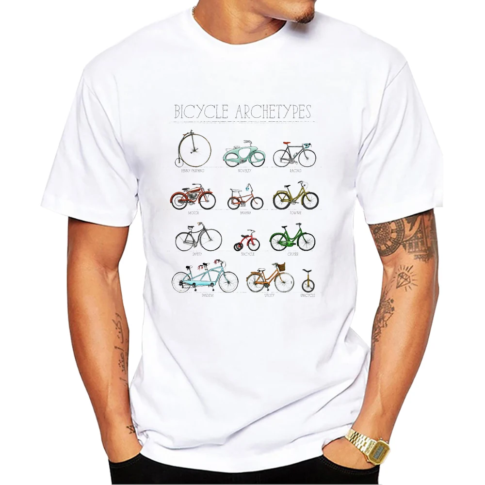 TEEHUB Vintage Bikes Men T-Shirts Boy Bicycle Print Short Sleeve T-Shirt Sport Tops Funny MTB Tees_voghion.com