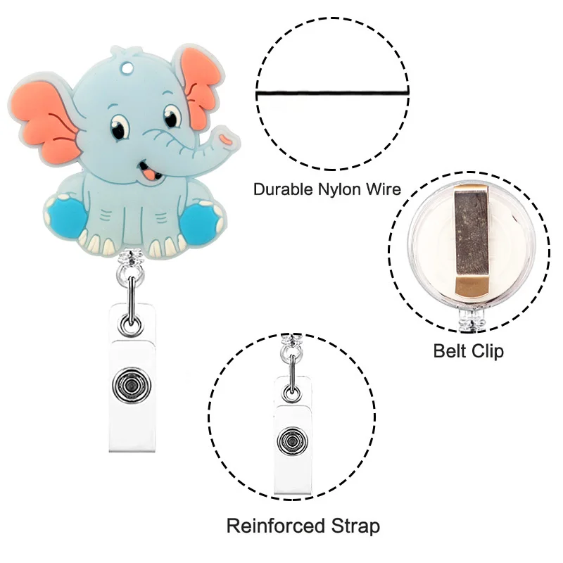 Forest Lion Elephant Style Doctor Nurse Rotate Clip Retractable Badge Reel Card Holder Exhibition Name Card Parts