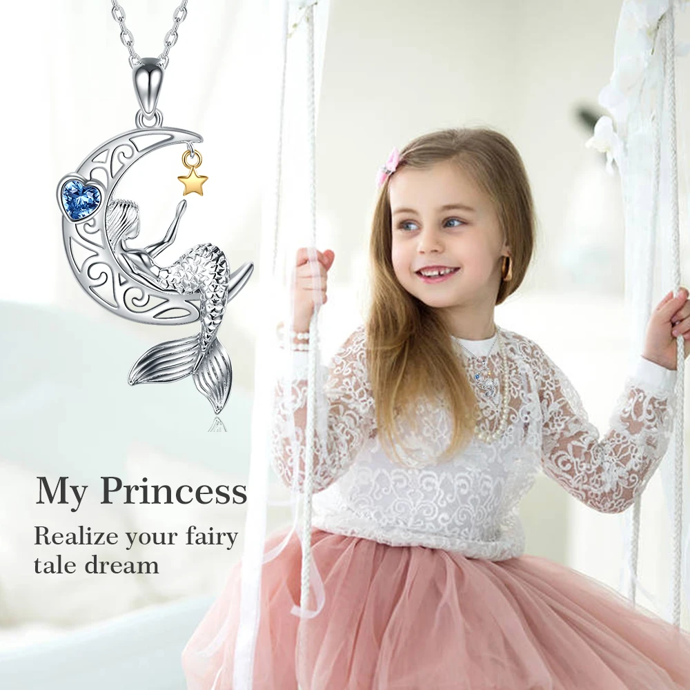 Strollgirl New 925 Sterling silver beautiful Mermaid pendant chain