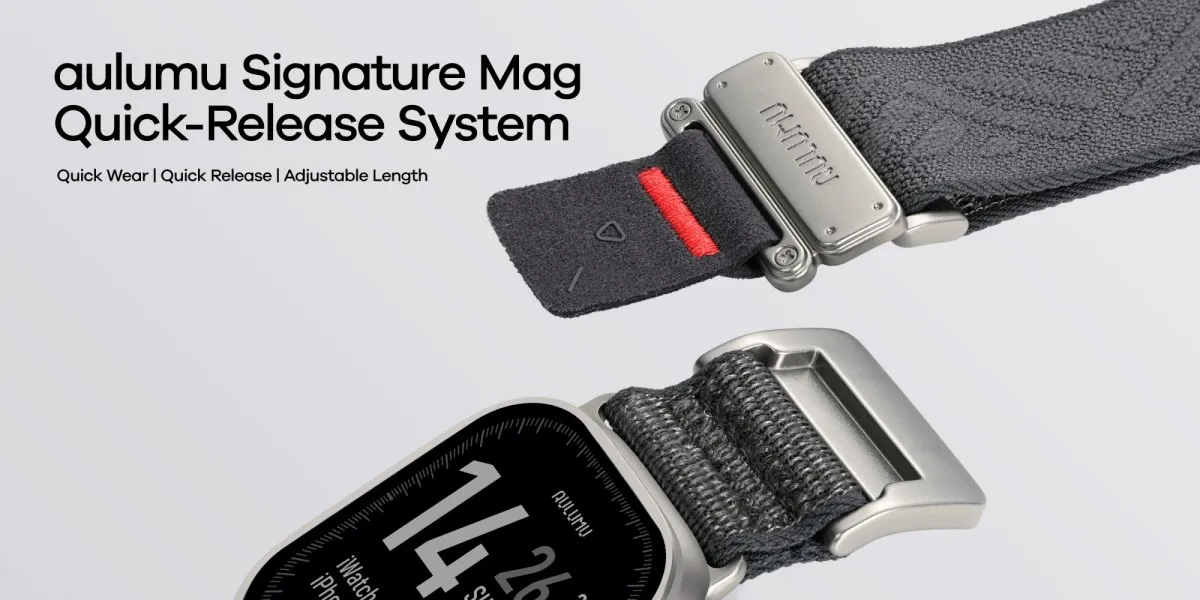 AULUMU C03 Titanlegierung, magnetische Schnalle, Schnellverschluss, geflochtenes Nylonband, atmungsaktiv, für große Zifferblätter der Serie S11/10/S9/Ultra – Detail 3