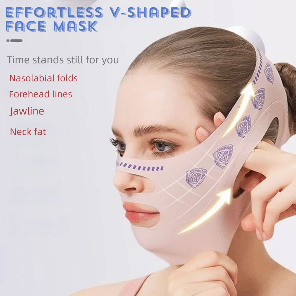 Stretch Design Adjustable V-Shaped Sleep Mask Breathable Elastic Face Sculpting Mask Seamless Lifting Tightening Mask Sleep Mask