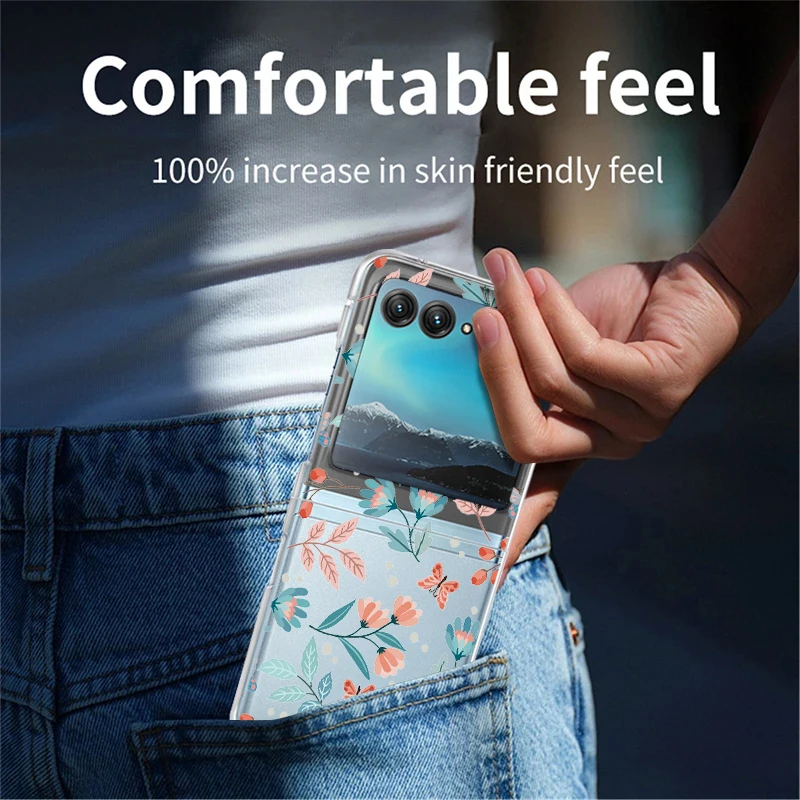 Clear Hard PC Phone Cover with Floral Design and Shockproof Bumper