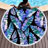 Round Beach Towel Oversized Blanket Palm Leaf Tropical Style Flamingo Print Microfiber Large Round Towel Picnic Absorbent Towel 5