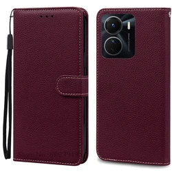 Premium Wallet Leather Flip Cover with Stand and Protective Design for Vivo Y02S 4G (Wine Red)