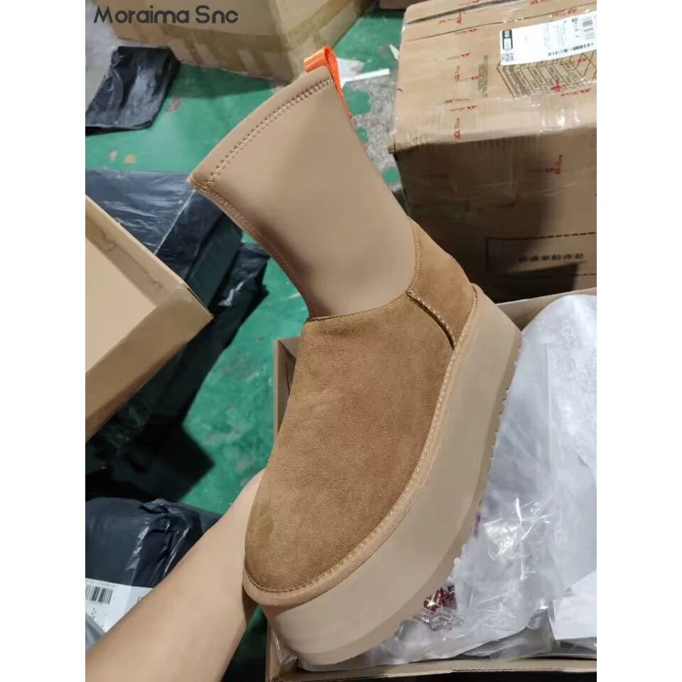 

Fur-In-One Platform Snow Boots Winter New Warm and Velvet Thick-Soled Elastic Short Boots Fashionable and Casual Women's Boots
