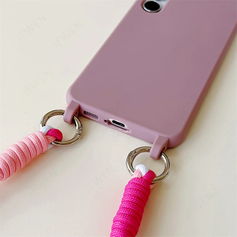 Étui de téléphone à bandoulière avec lanière pour Samsung Galaxy S25 S24 S22 S23 S20 S21 FE Plus Note 20 Ultra Silicone Soft TPU Back Cover_voghion.com