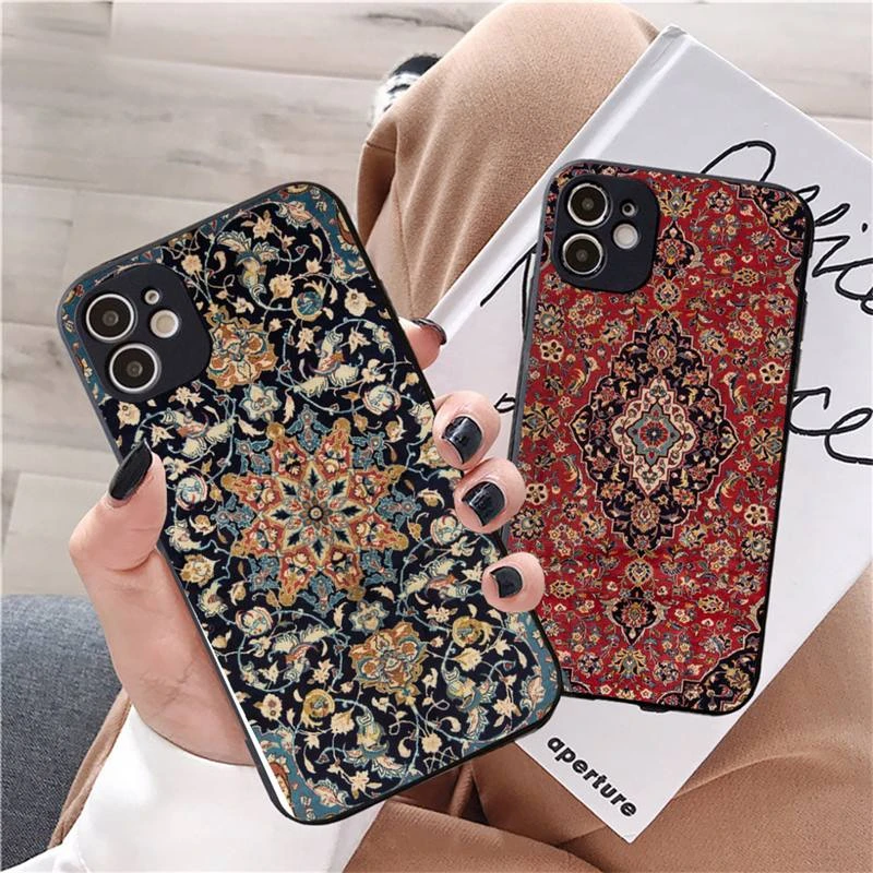 persian rug art pattern Phone Case For iphone 12 11 13 7 8 6 s plus x xs xr pro max mini shell phone cases for iphone 12