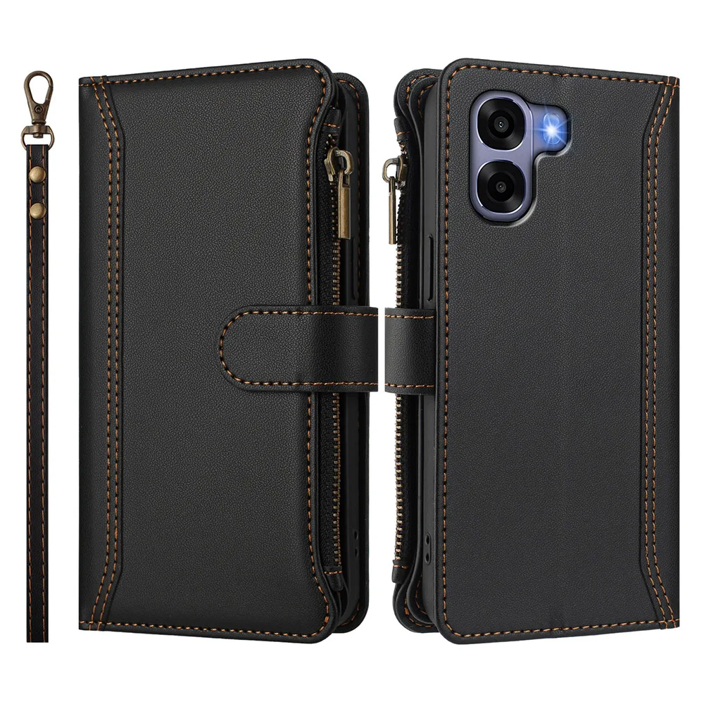 Leather Crossbody Card Wallet Phone Cover with Wrist Strap