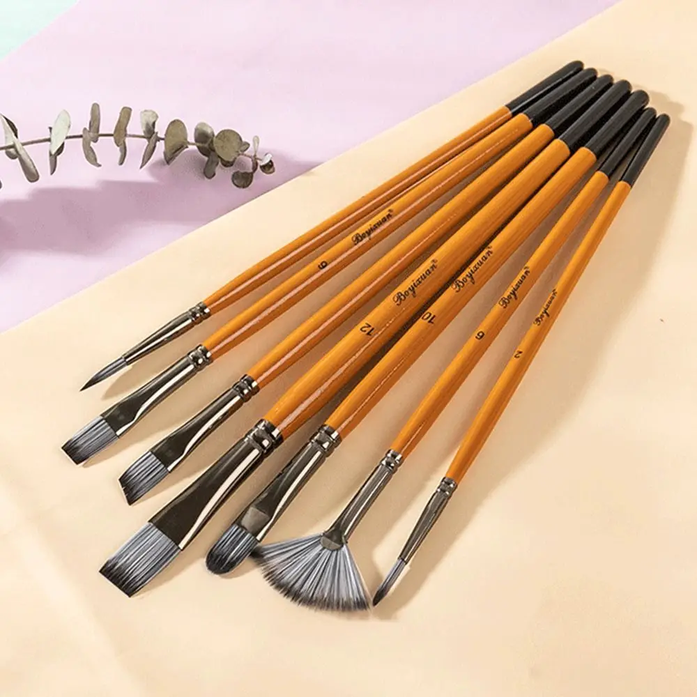 6pcs/set Nylon Hair Painting Brushes Acrylic Art Supplies Artist Oil Watercolor Paint Brush for School Student Drawing Tool