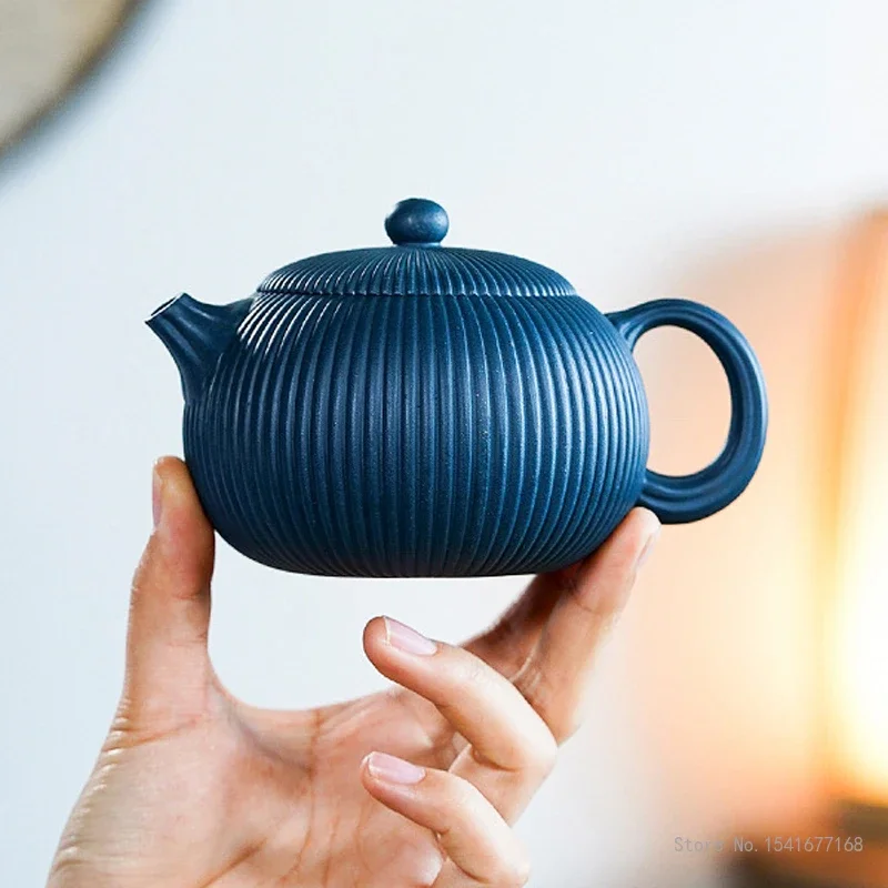 Chinese Style Xishi Purple Clay Pot, Kung Fu Tea Set, Creative Household Teaware Handmade Tianqing mud stripe Teapot, 260cc, 1Pc