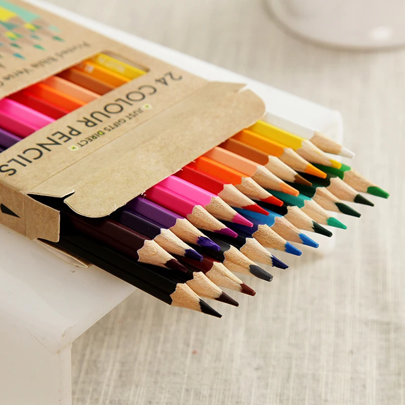 24-Color Multi-color Pencil Art Sketch Drawing Set Wooden Pencil Student Kit Environmental Protection Paint Stick School Supplie