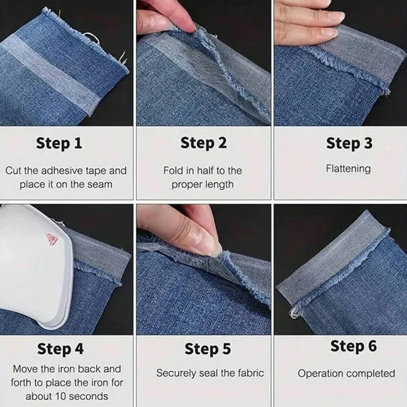 1 Roll 64M Non-woven Double-side Interlining Adhesive Fabric Cloth Apparel Iron On Hem Tape Edge Shorten Pants DIY Sewing Tool