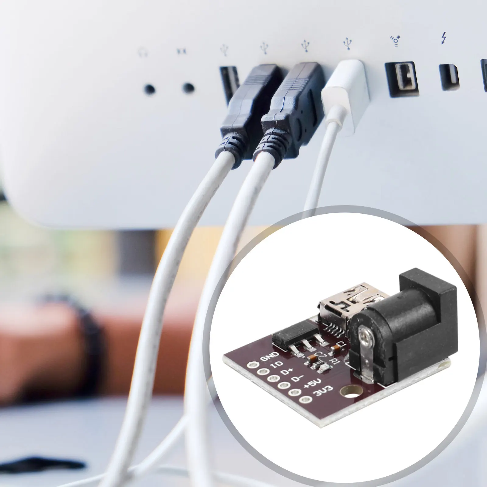 5Pcs USB 전원 인터페이스 모듈 안전 소재 과부하 보호 미니 충전 포트 보드 5V 입력 고내구성 전원 공급 장치