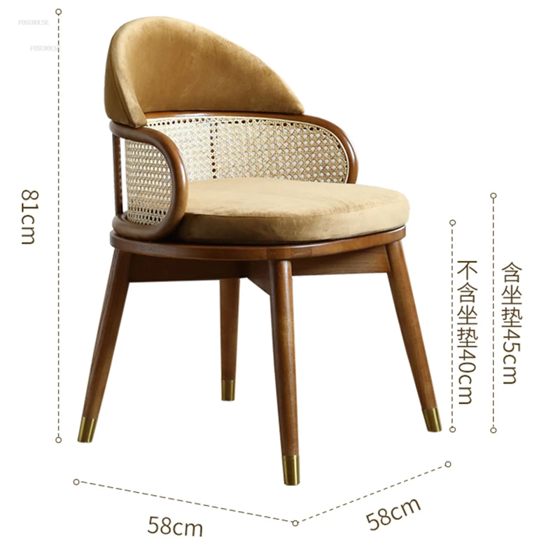 Description Picture 5 of itemNordic Solid Wood Round Dining Tables Small Apartment Home Rattan Dining Table and Chair set Creative Homestay Home Furniture Z