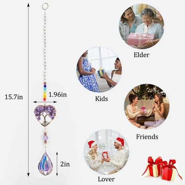 Napsütő Kristály Szivárvány Prizma Szél Medál Színes Élet Fa Lámpa Könnyű Fogó Díszkert Dekoráció - Image 4