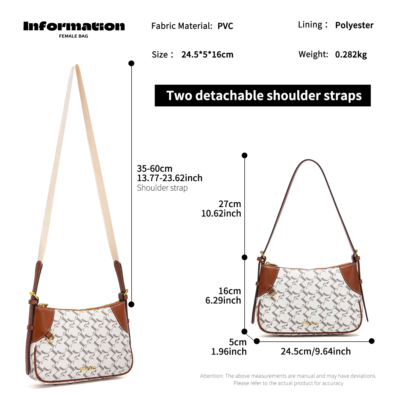 حقيبة كتف نسائية من CHCH لصيف 2025، تتميز بتصميم ه...