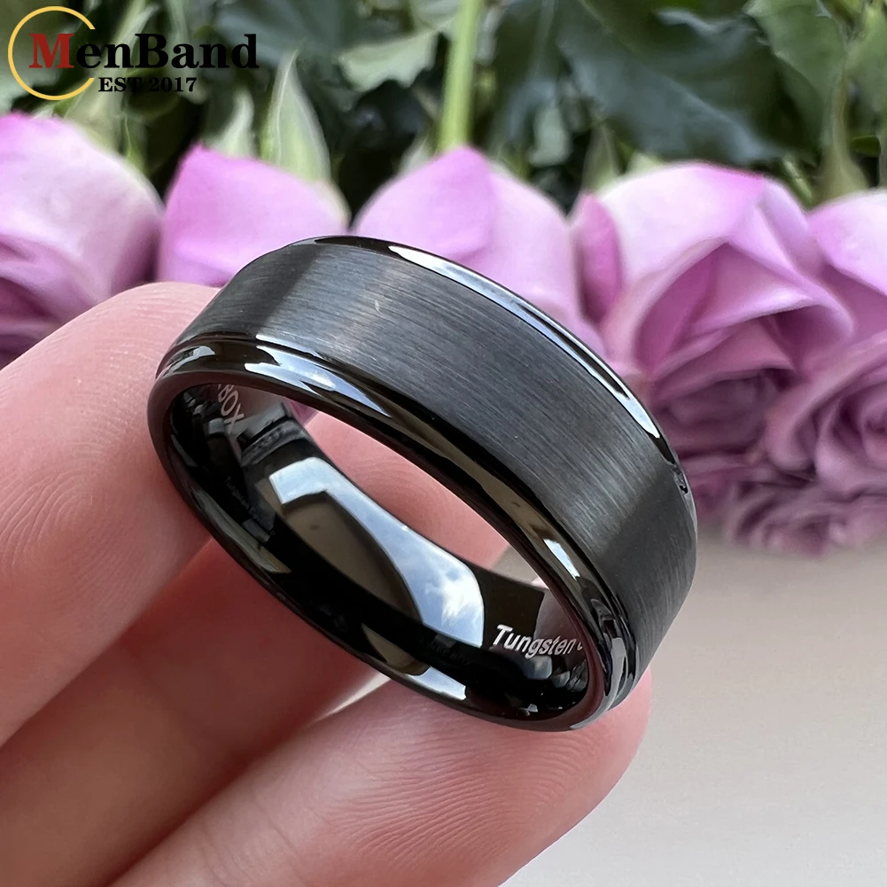 MenBand Fashion 6MM 8MM Men Women Tungsten Carbide Wedding Ring With Step And Brushed Finish Comfort Fit