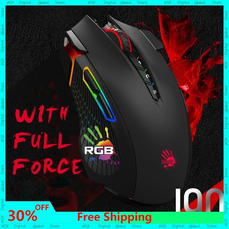 

New Bloody J90s Wired Mouse Gaming Office Mouse RGB Luminous Cool Macro Programming E-sport Game Suitable for Notebook Desktop