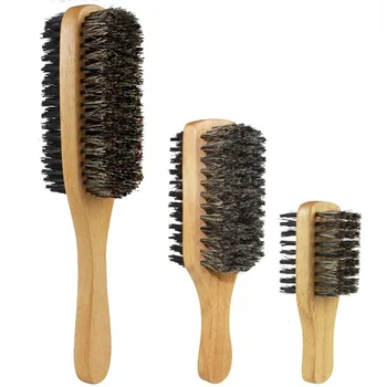 Spazzola per capelli da uomo con setole di cinghiale Spazzola ondulata in legno naturale per uomo, Spazzola per capelli da barba per capelli corti, lunghi, spessi, ricci, ondulati 1