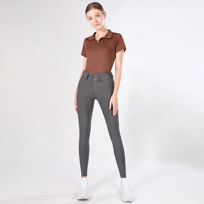 MXLLINA Quick Dry Horse Riding Shirt Women Short Sleeve Tops Breathable Equestrian Clothing Noble Rider Competition Blouse 3
