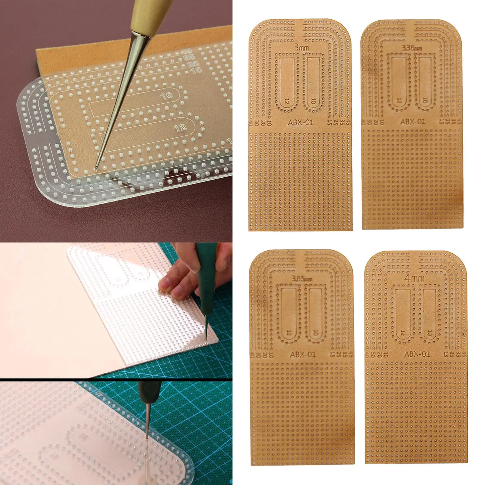 1PC Leather Craft Punching Ruler Clear Acrylic 175x85mm Stencil Template Slide Rule