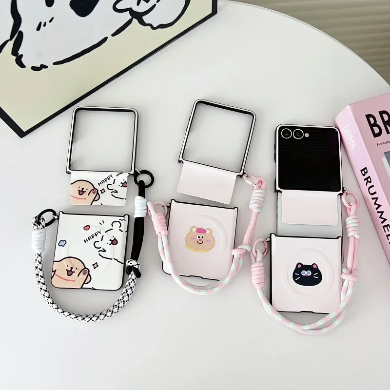 Cute Cartoon Puppy Pattern Magnetic Phone Case with Lanyard - Shockproof Back Cover