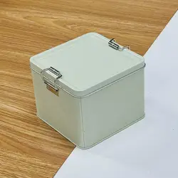 Square Tinplate Cookie Storage Box with Lid and Durable Buckle (A5)