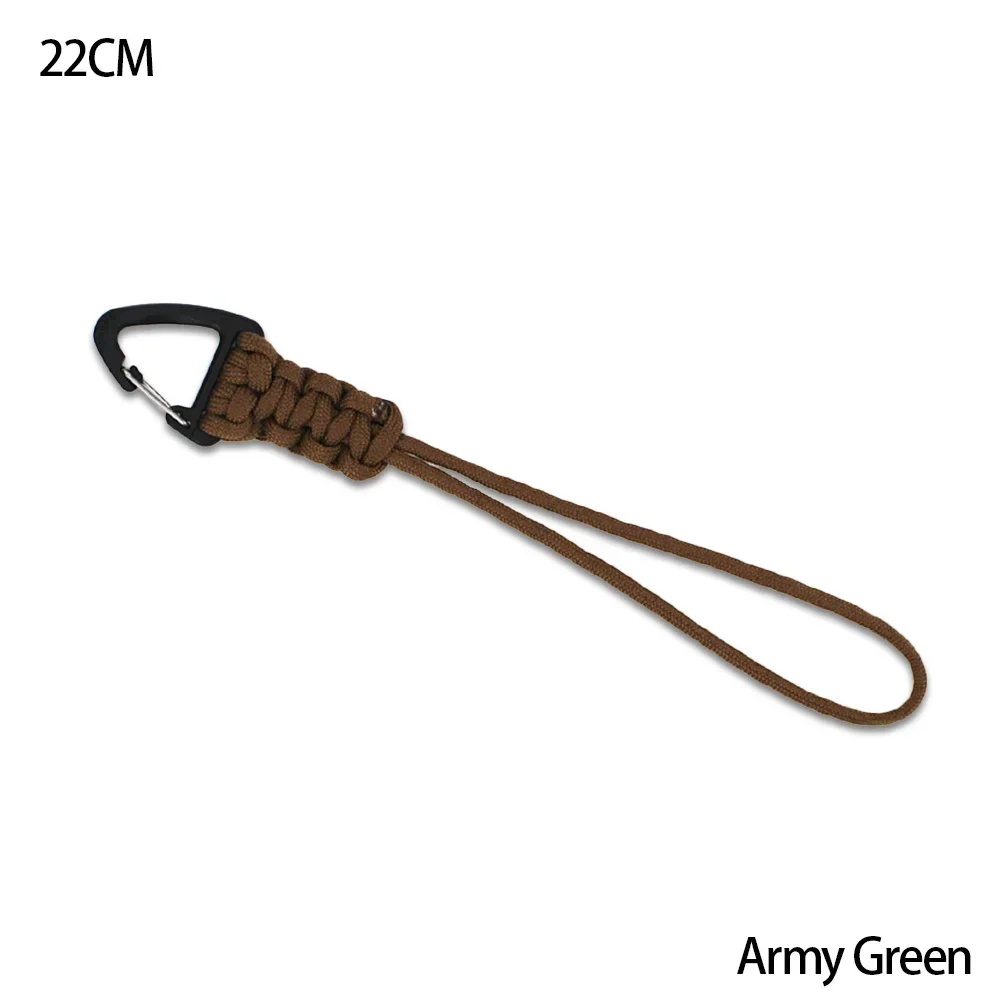 Braided Nylon Paracord Keychain with Metal Triangle Buckle and Carabiner