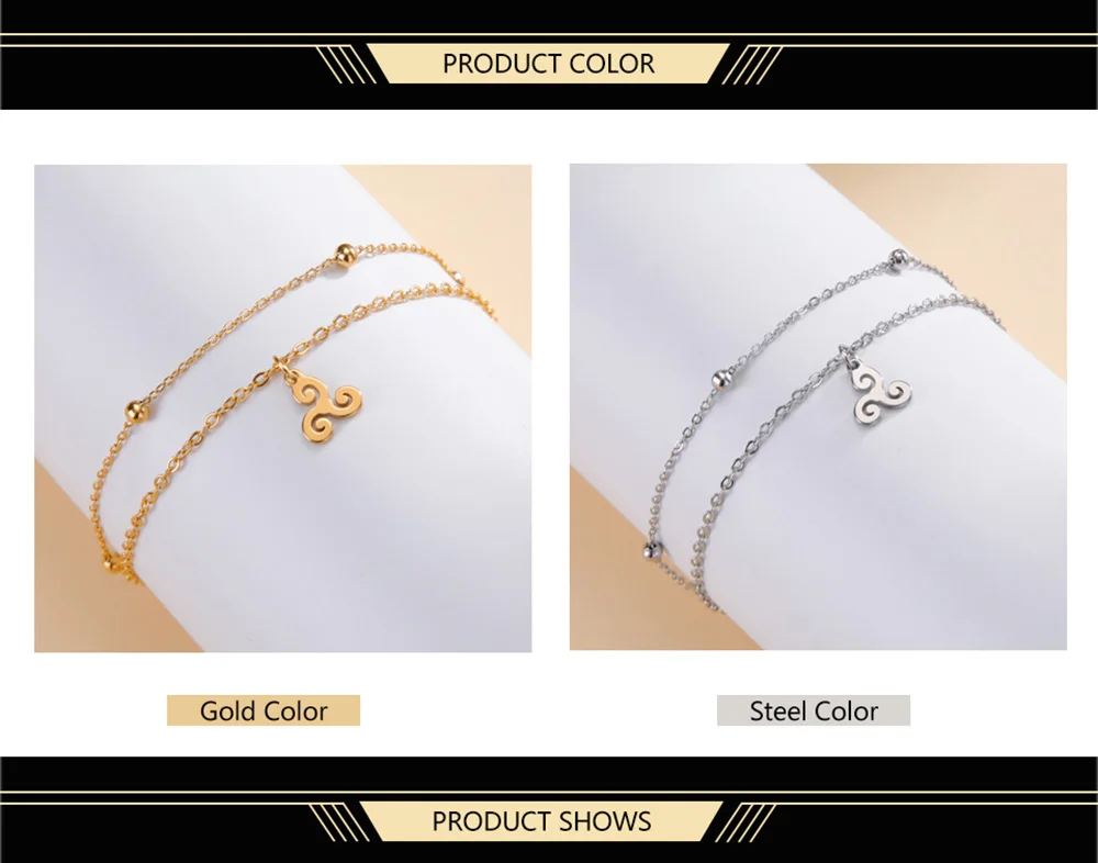 Dawapara Triskele Dreifach-Spiral-Charm-Armband Triskelion Symbol Celtics Amulett Edelstahl Damenschmuck – Detail 3