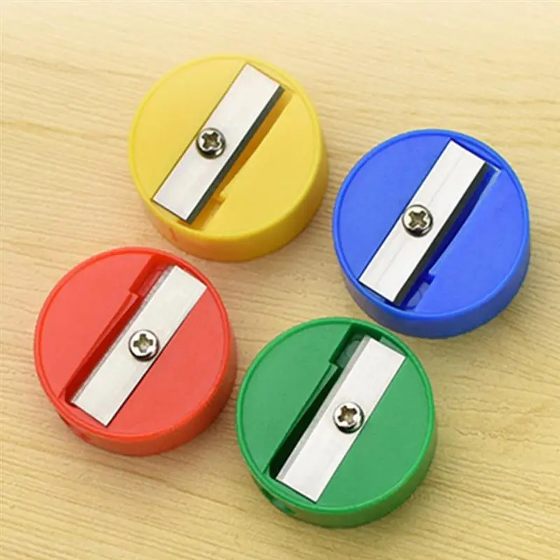 

100pcs Plastic Round Design Sharpener Pencil Sharpener Handheld Sharpener Students Stationery Supplies (Random Color)