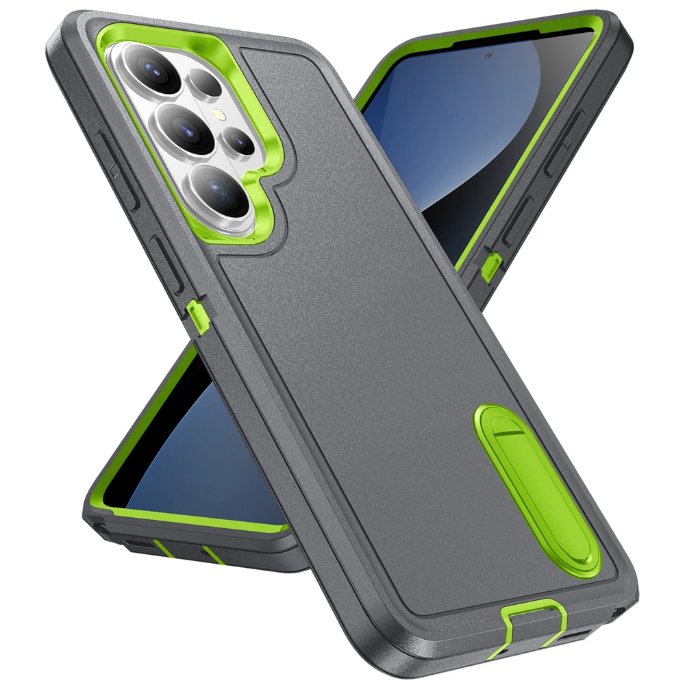 3-in-1 Shockproof Stand Case - Heavy Duty Rugged Hybrid Military Cover
