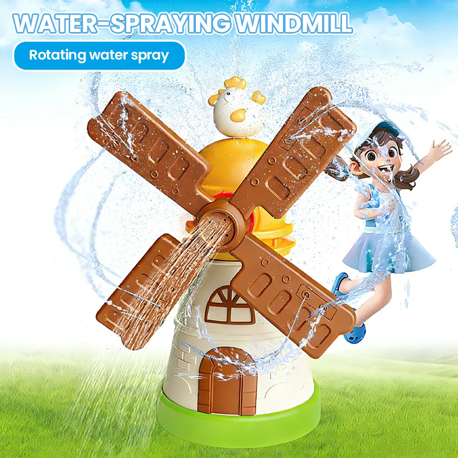 outdoor Water Toy Baby Bath Toys Cartoon Squid windmill Sprinkler Rotating Spray Garden Yard  Fun Games Toys for Kids boys girls — view 4