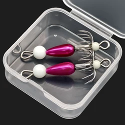 Glow Squid Jig Hooks Kit with Luminous Lures and Tackle Box - 2pcs/5pcs Set (FCP-565)