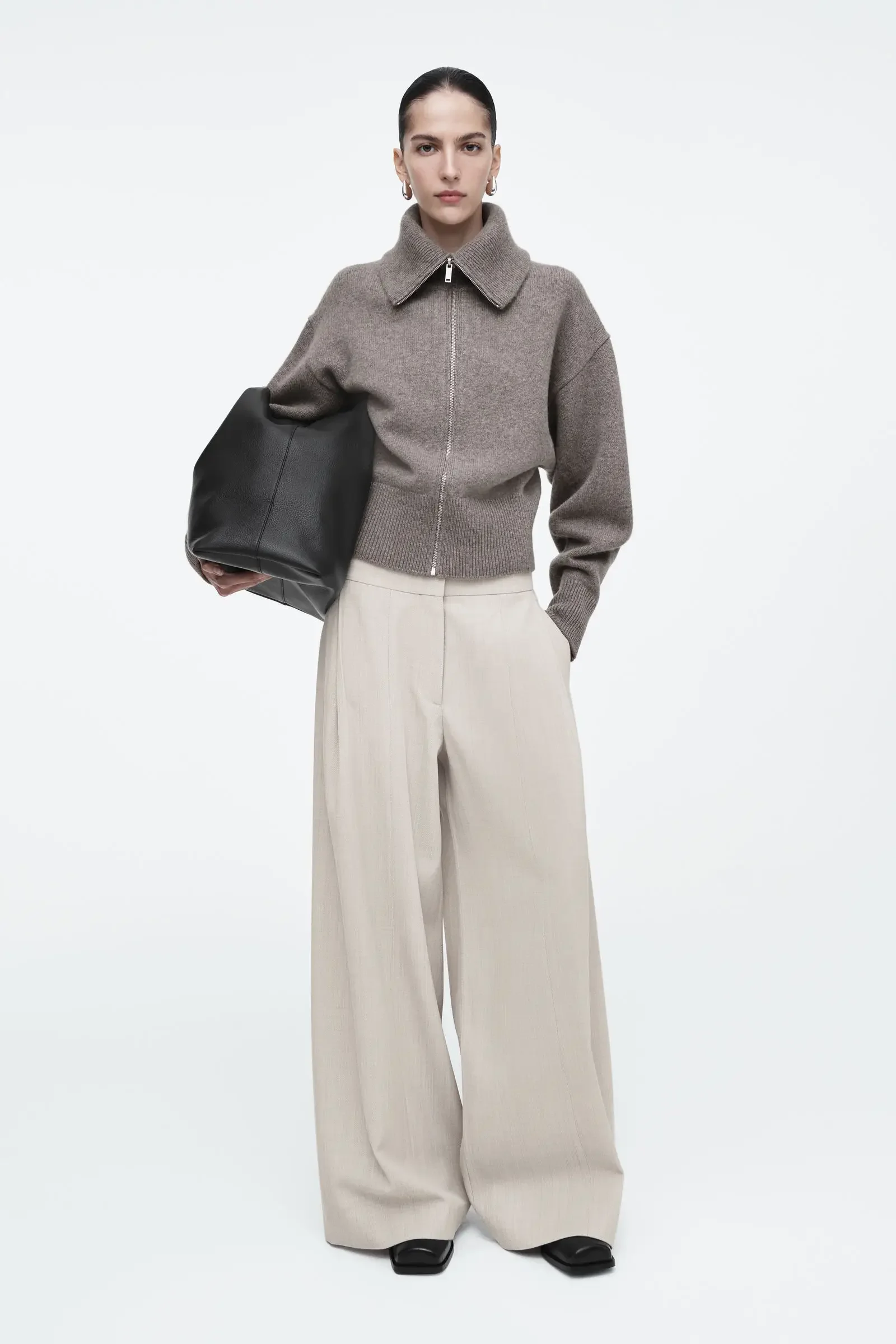 Ethereal cos  winter new style of Ladies' casual standard fit waist-cinching knitted pilot jacket 4
