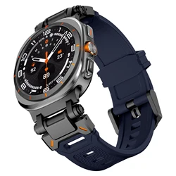 Sports TPU Rubber Strap - Soft Silicone Band, No - Gaps Design Bracelet Correa - Galaxy Ultra 47mm (Black blue)