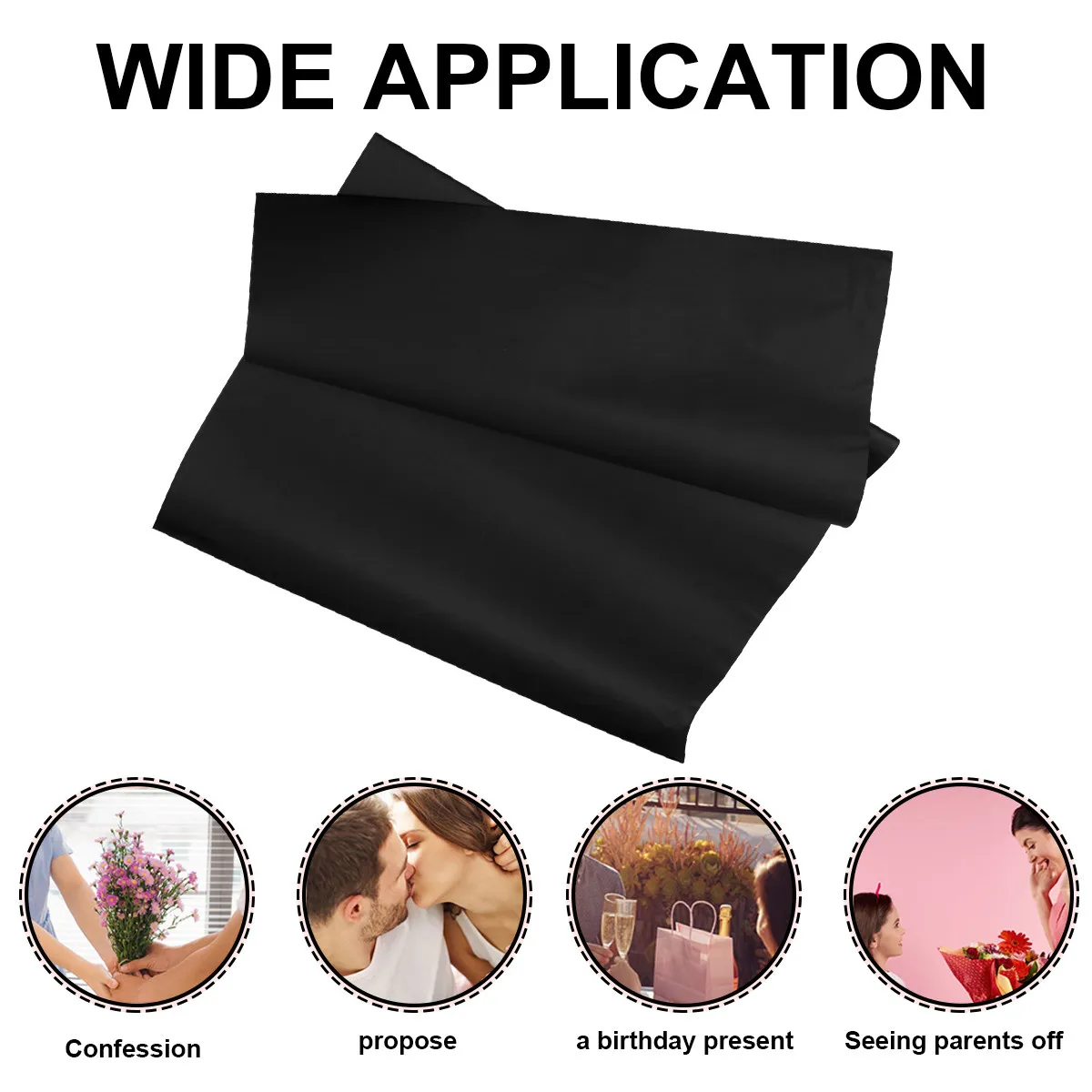 20Pcs 프리미엄 재활용 가능한 블랙 크래프트 꽃 포장지 아트 프로젝트 테이블 커버 드로잉을위한 솔리드 컬러 선물 포장지