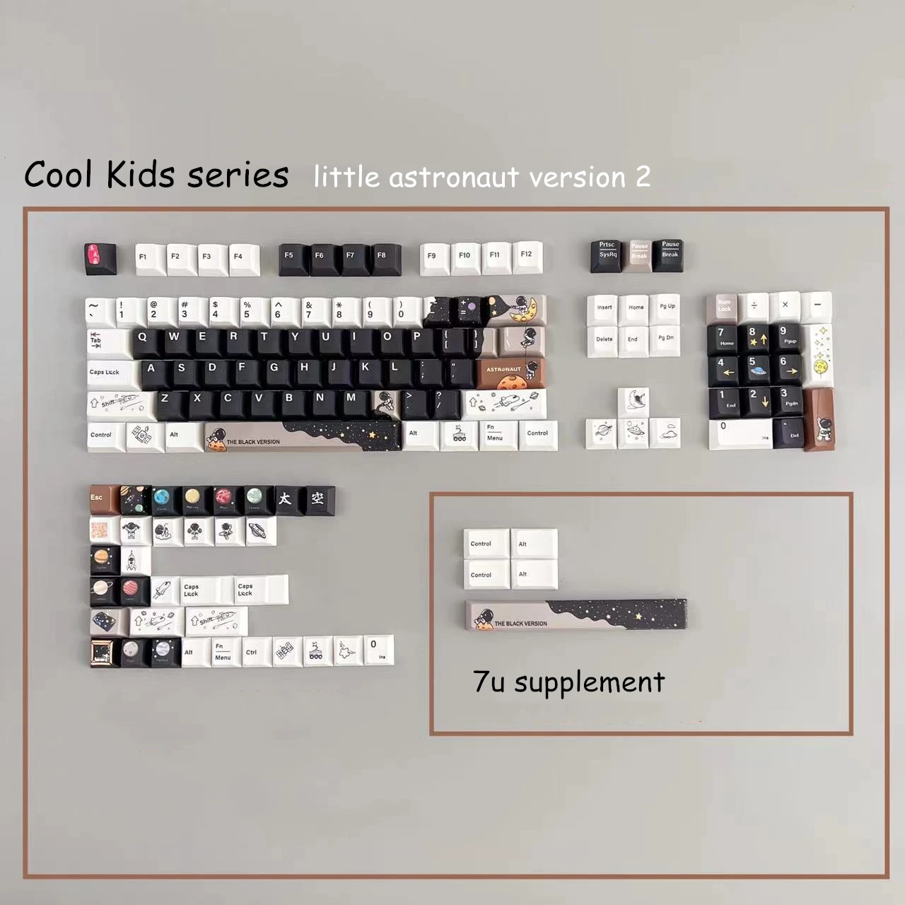 Conjunto Legal Crianças Série Pouco Astronauta Keycaps Pbt Lados Tintura Subbed Chaveiros Cherry Perfil Keycap para mx Switches Teclado 1