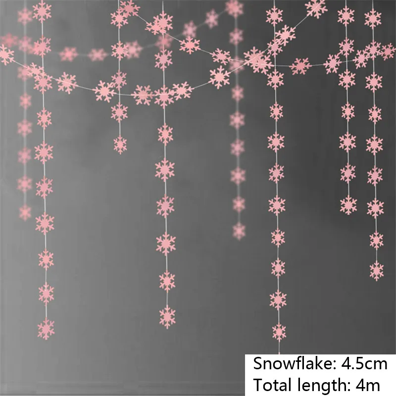 thumbnail image 1 of Guirnalda de copos de nieve en plata, blanco y azul para decoraciones de fiesta en el país de las maravillas invernal, decoración colgante para árbol de Navidad, banderines, 1 of 5