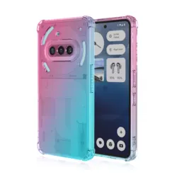 Shock Proof Soft Rubber Anti - Slip Protective Case for Nothing Phone (2a) Plus (Pink and green)