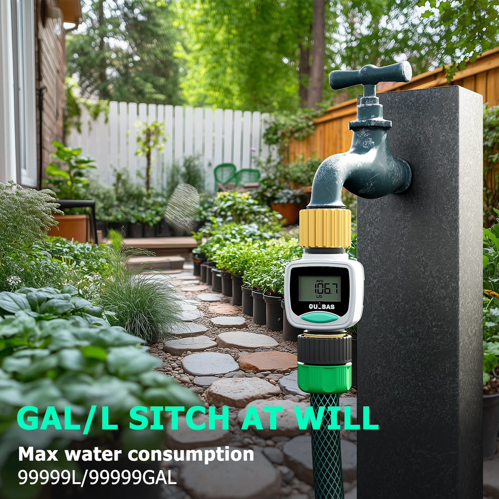 2 Pack Water Flow Meter Brass Inlet Outlet Measure Gallon/Liter Consumption Flow Rate RV Water Tank Filling
